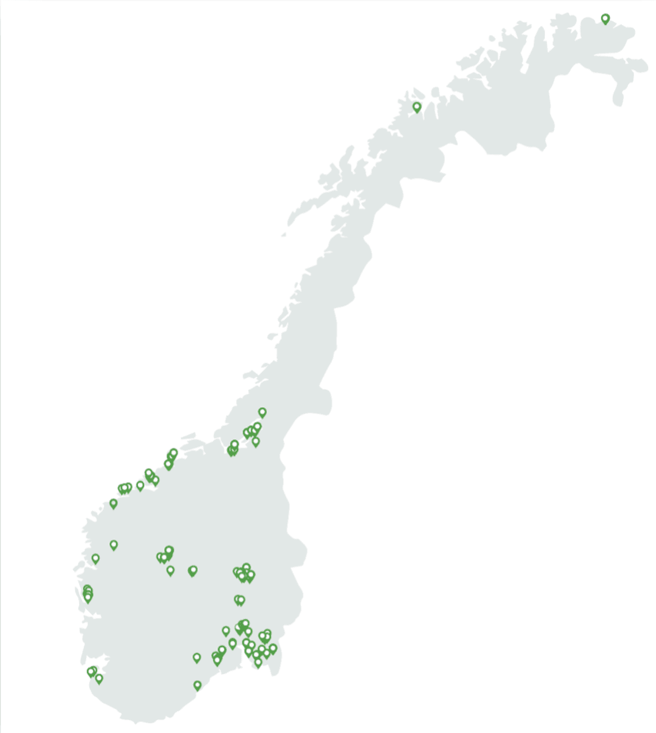 Norgeskart med oversikt over regions inndelingen vi nå har